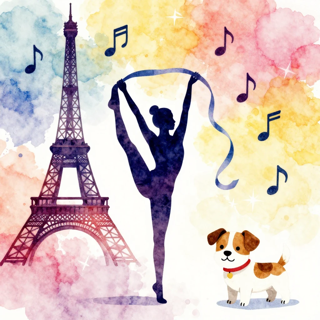 A vibrant watercolor illustration of a festive scene with a ...