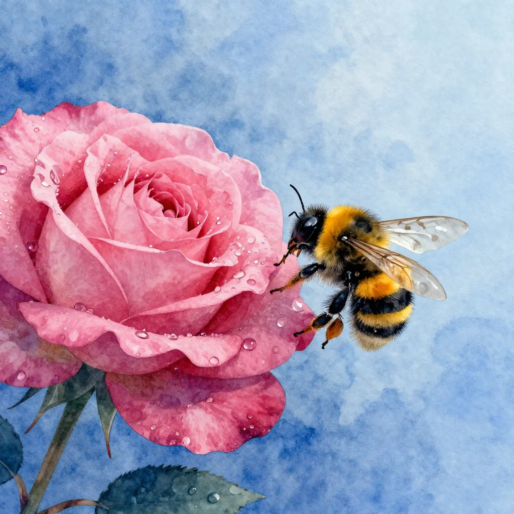 A vibrant watercolor illustration with a bluesy tone, depict...