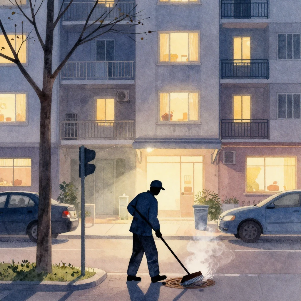 A vibrant watercolor illustration of a daily life scene at d...