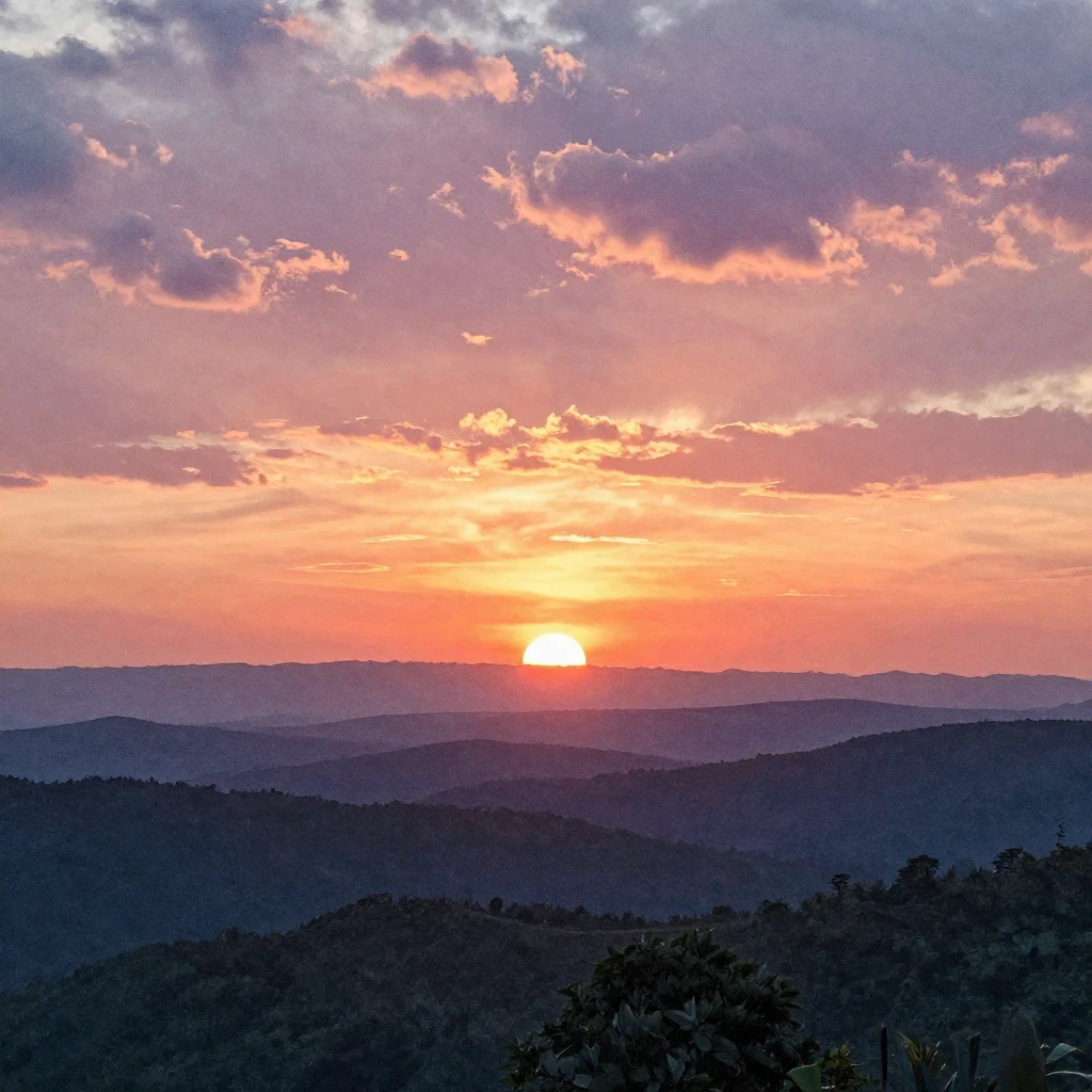 A scene where a magnificent natural landscape, like a vibran...