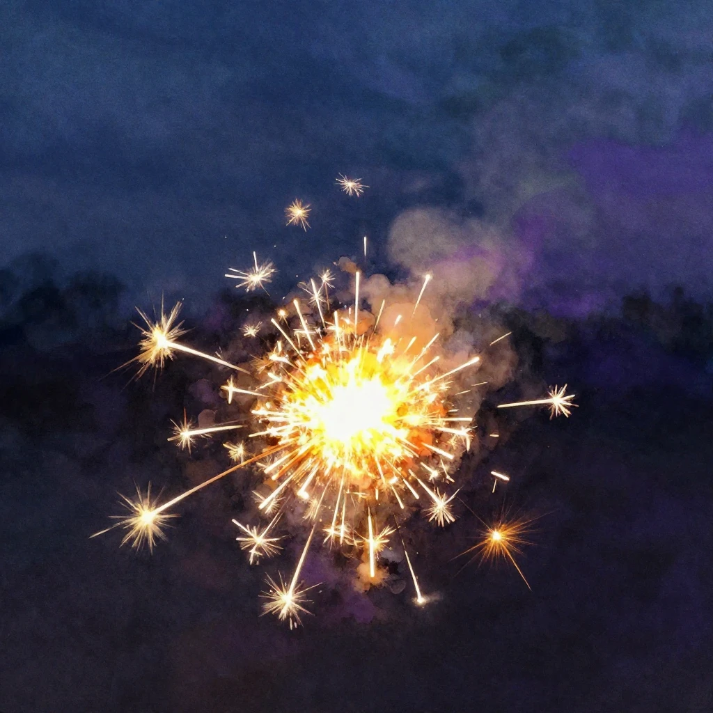 A solitary, intense spark bursting forth in a dark, atmosphe...