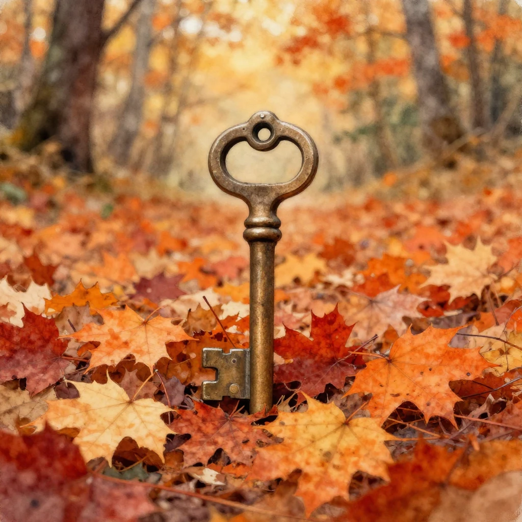 An artistic watercolor painting centered on a rustic, old ke...