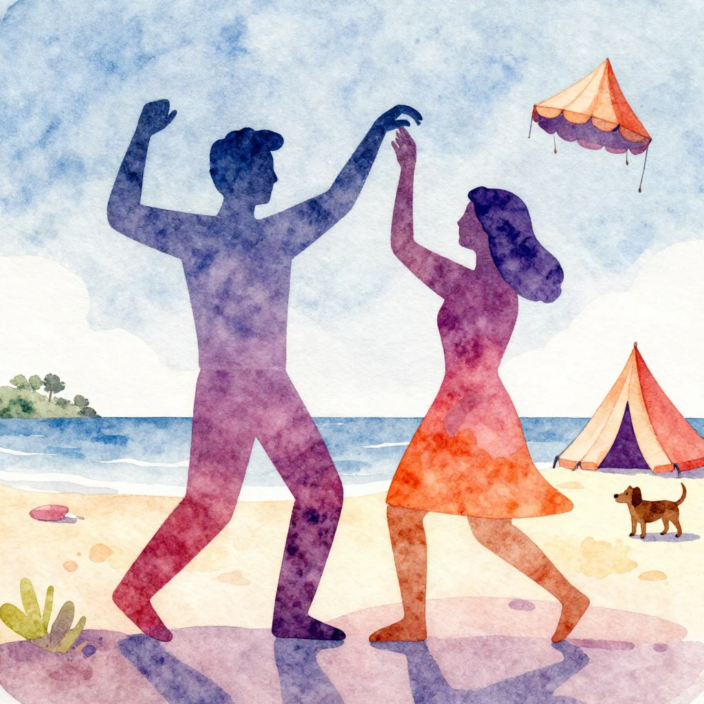 Vibrant watercolor funk album cover, featuring two abstract,...