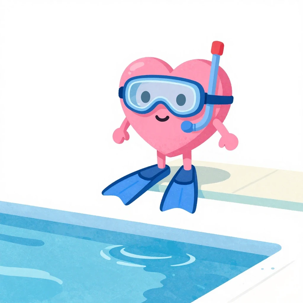 A whimsical illustration in watercolor style of a heart char...