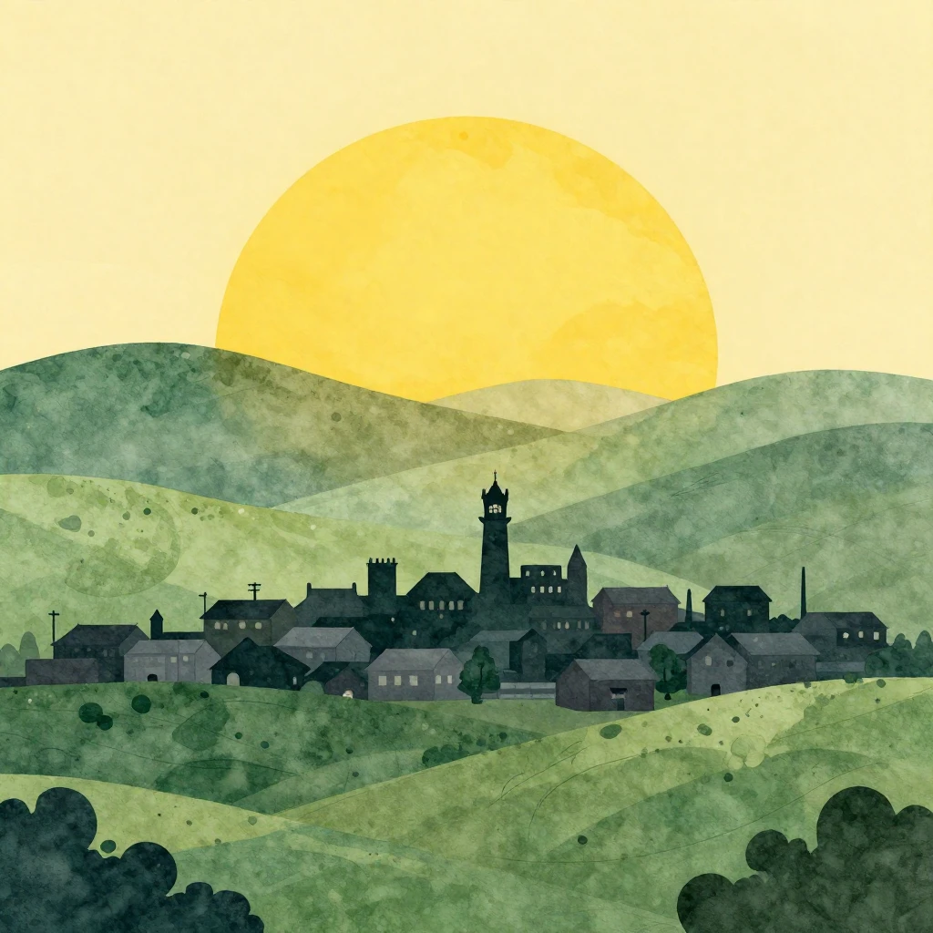 A stylized watercolor illustration depicting the silhouette ...