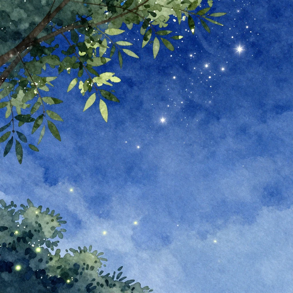 Watercolor painting of a clear summer night sky with many st...