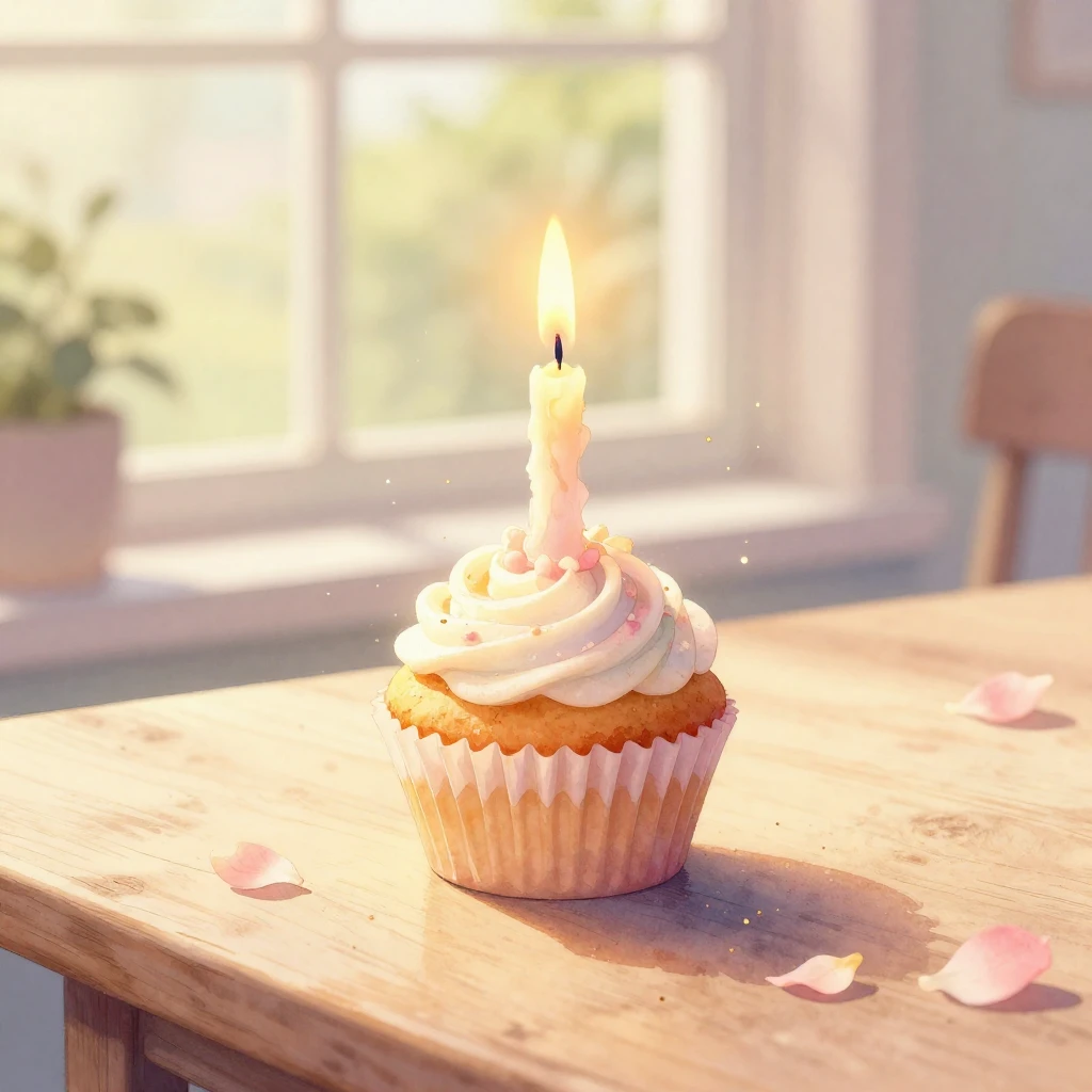 A beautiful watercolor painting of a single lit candle on a ...