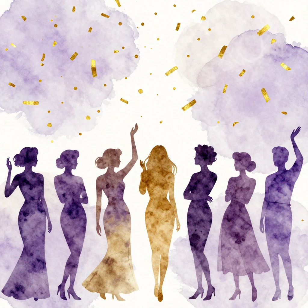 Watercolor style. A festive silhouette of people in elegant ...