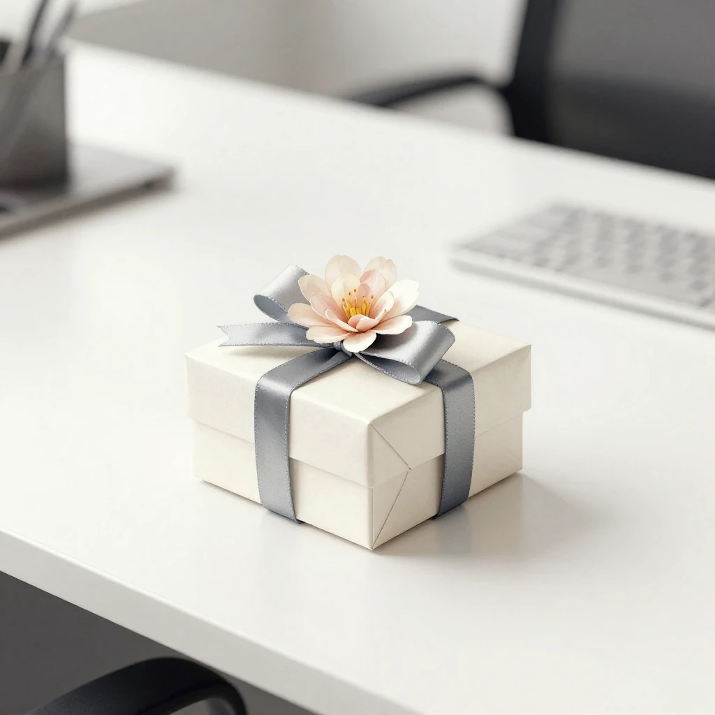 A close-up of an elegant, small gift box or a single beautif...