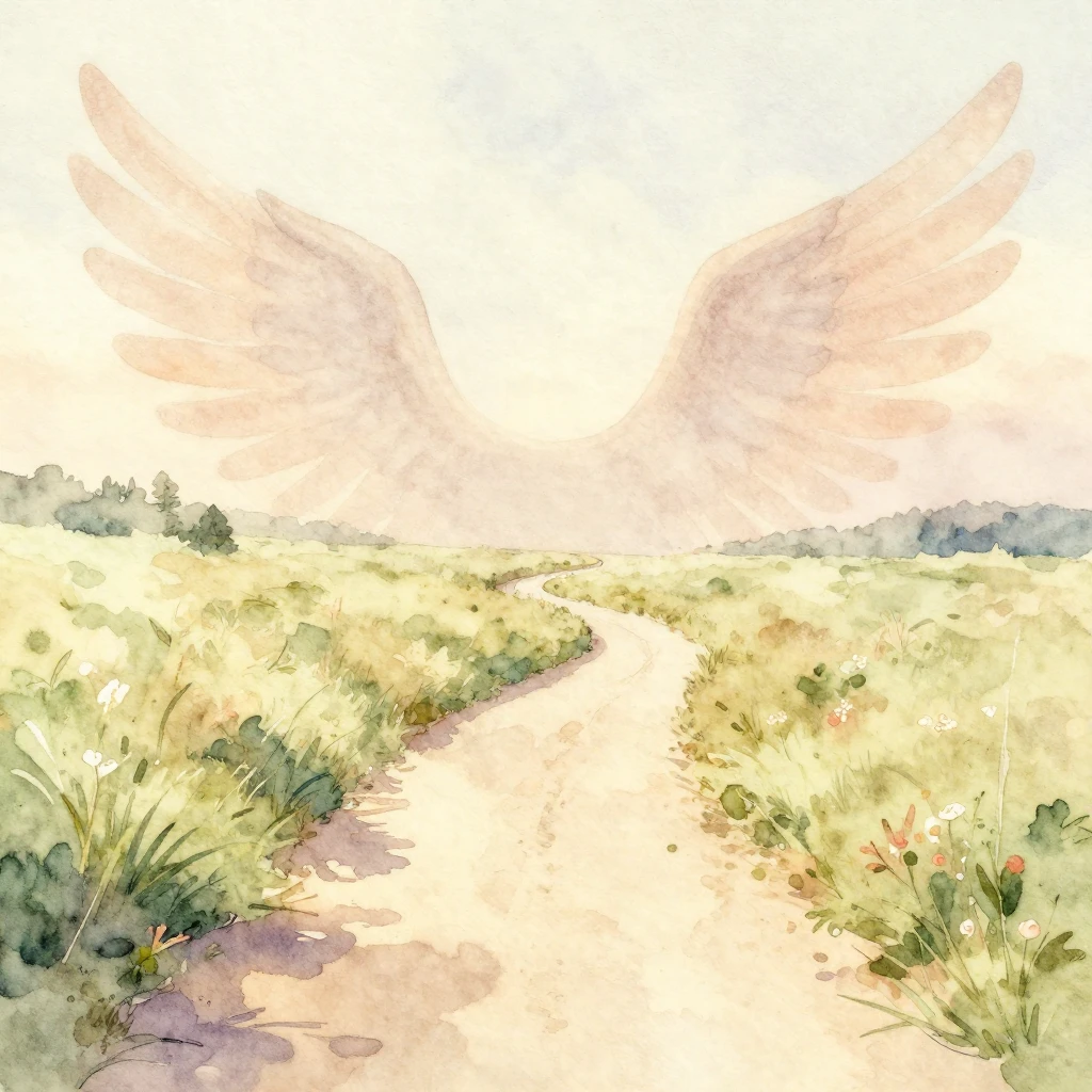 An ethereal, serene natural watercolor landscape with a soft...