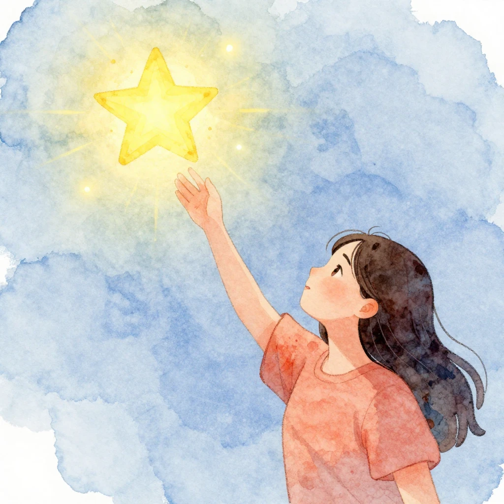 An artistic watercolor illustration of a person reaching for...