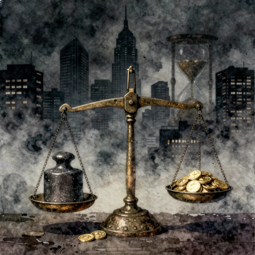 Vibrant watercolor style. Dark, cinematic noir illustration....