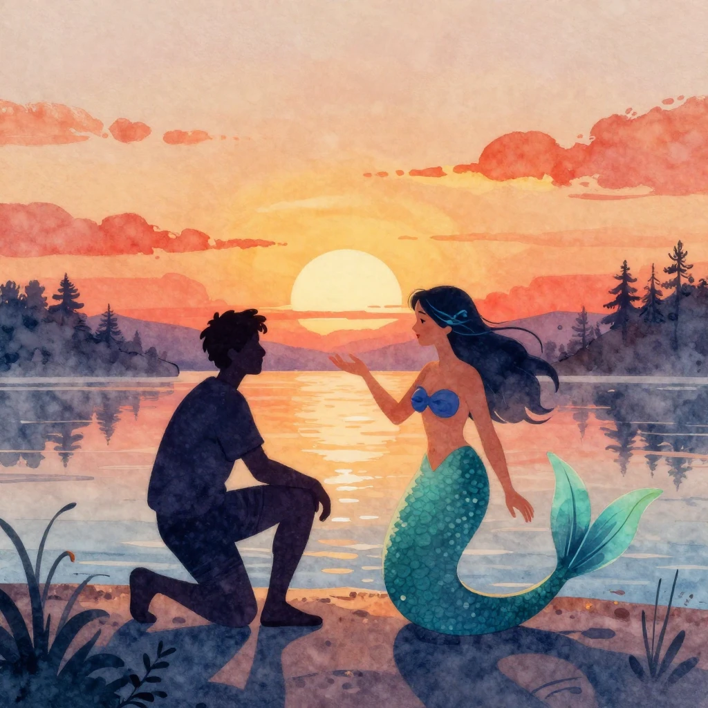 A vibrant folk art watercolor illustration showing a silhoue...