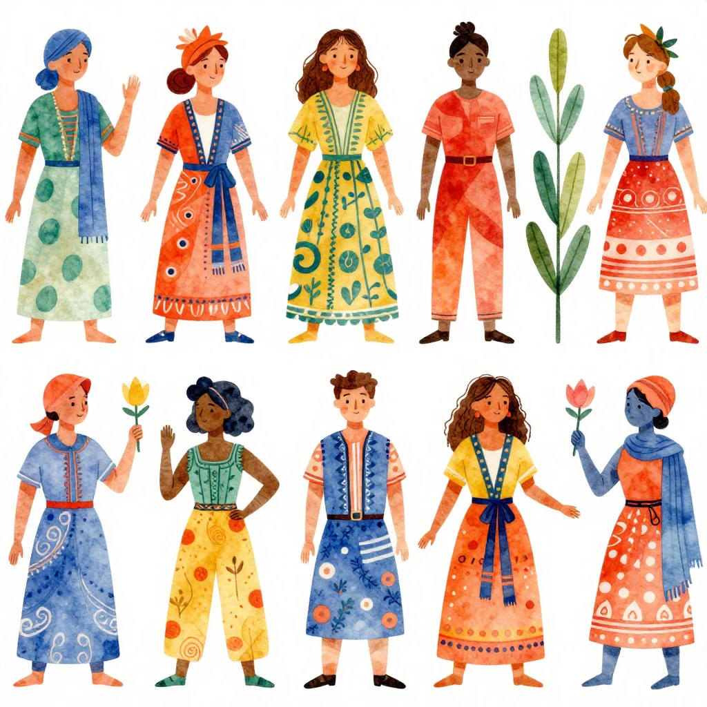 A vibrant watercolor illustration depicting elements of cult...