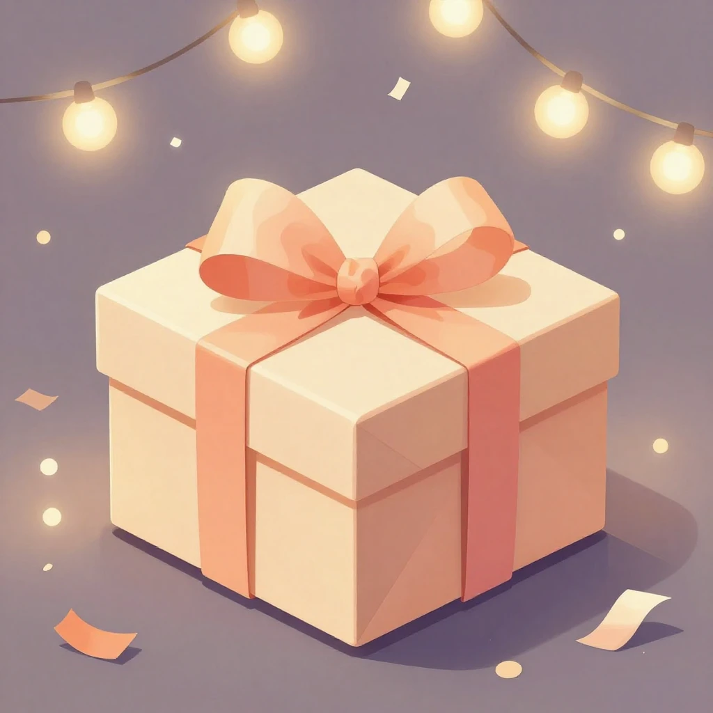 A festive illustration of a beautifully wrapped gift box wit...