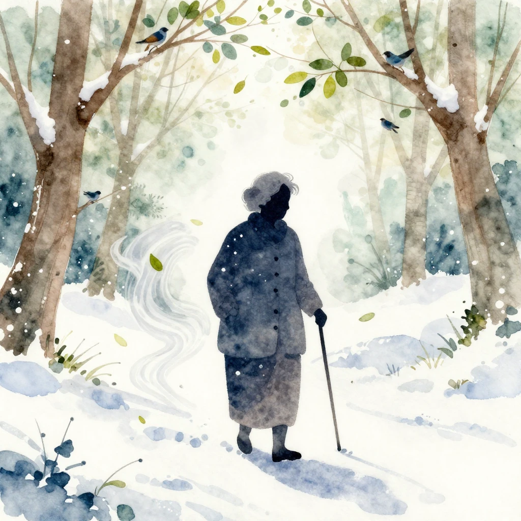 A tender watercolor artwork portraying the silhouette of an ...