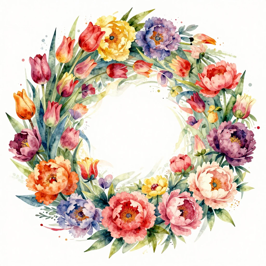 A vibrant watercolor illustration featuring a dynamic, energ...