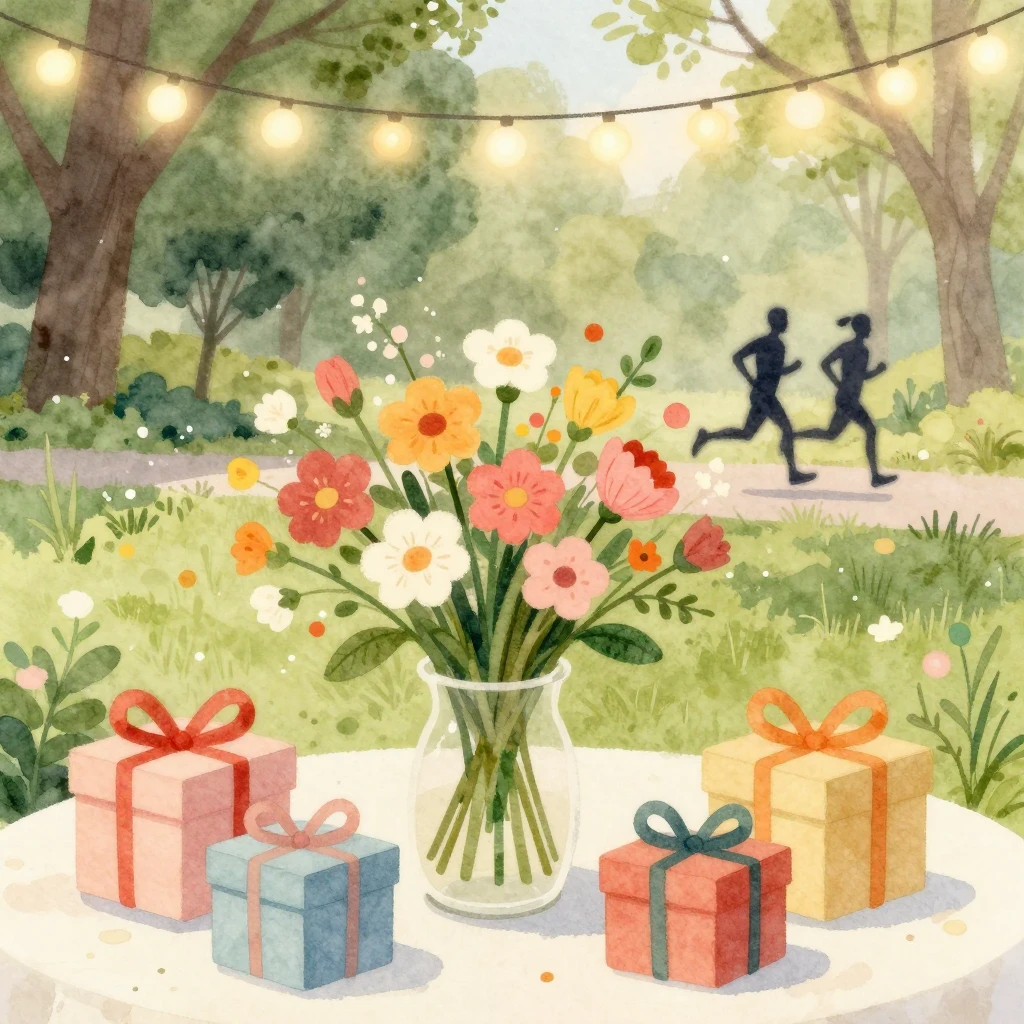 Watercolor style illustration of a cozy celebration scene wi...