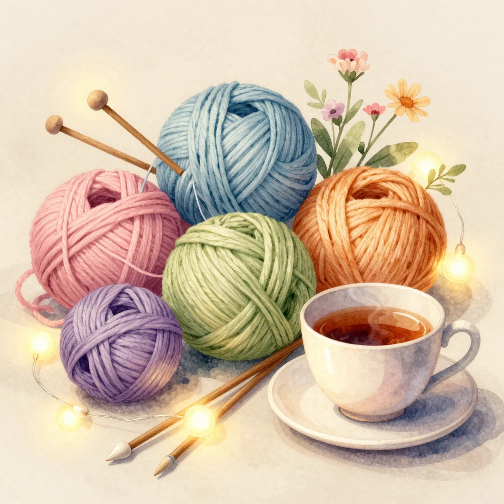 Watercolor style cozy aesthetic scene with colorful pastel y...