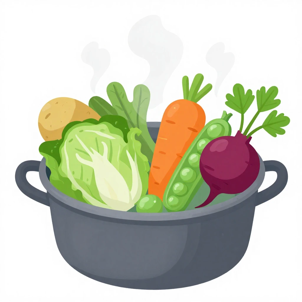 A vibrant, colorful illustration of various fresh vegetables...