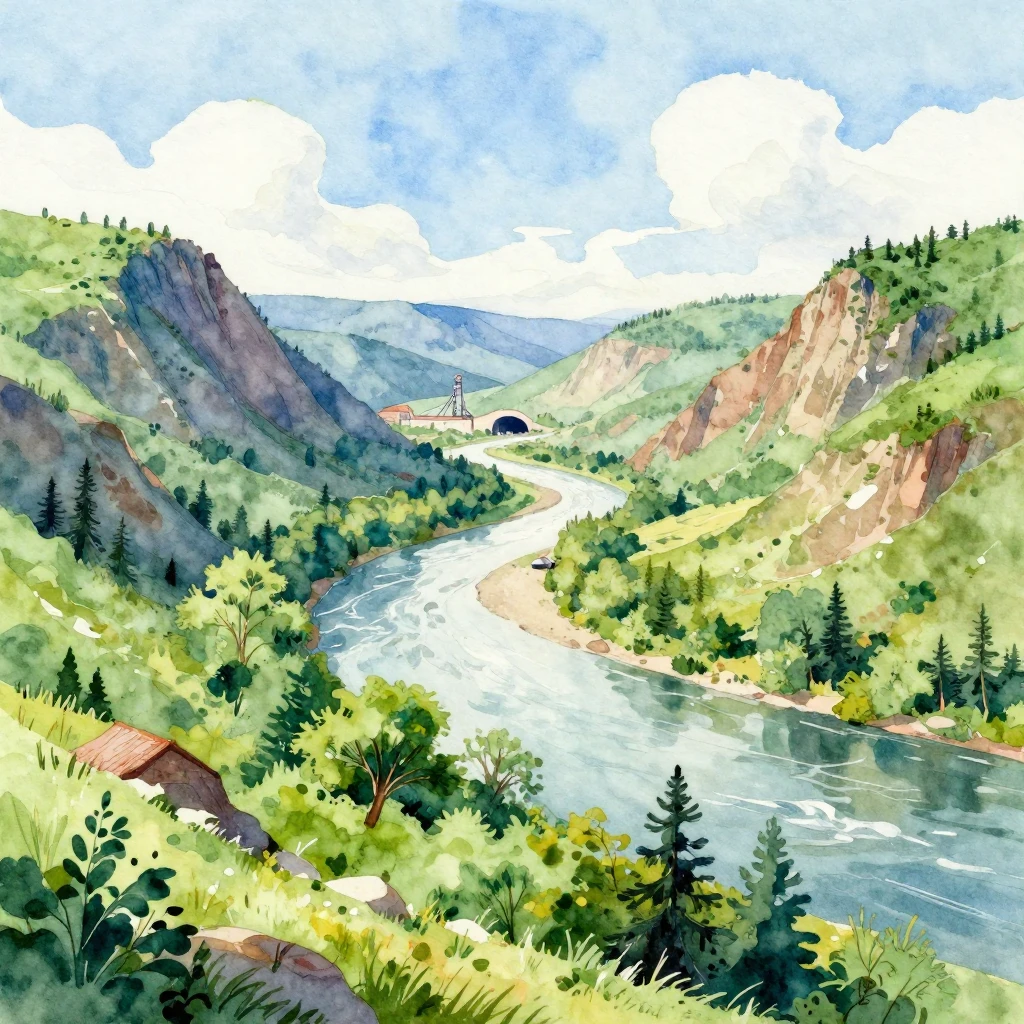 A vibrant watercolor painting depicting the unique landscape...