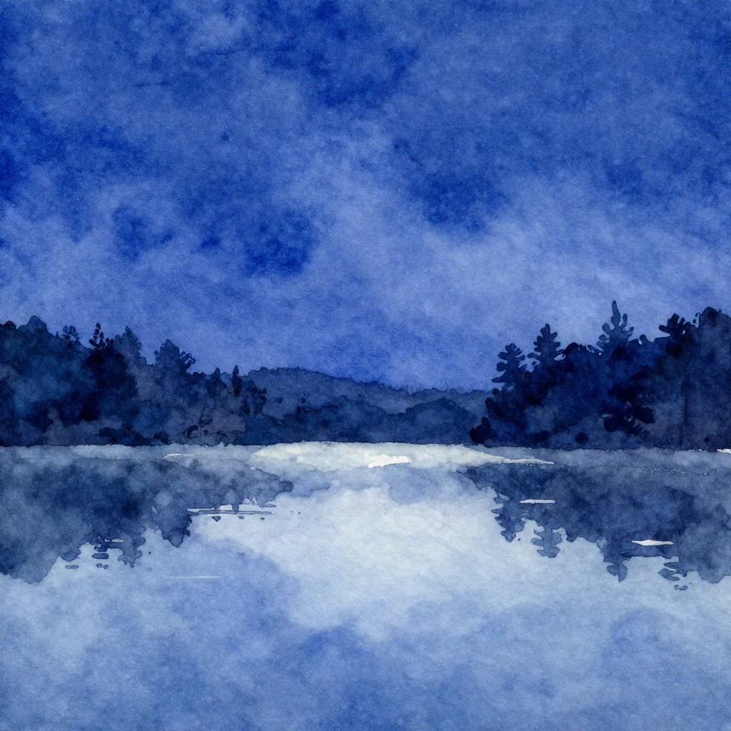 A watercolor artwork showcasing a beautiful blend of indigo ...