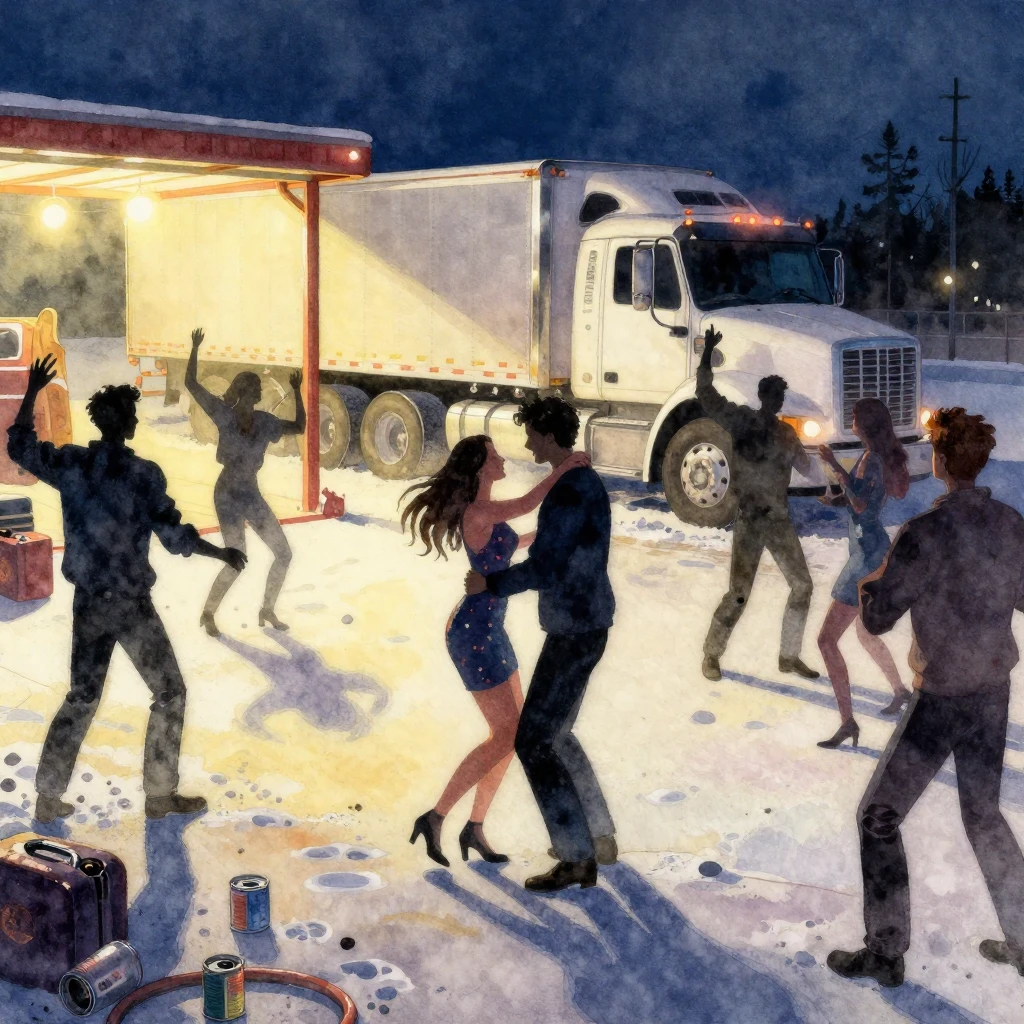 A vibrant watercolor painting depicting a lively party scene...