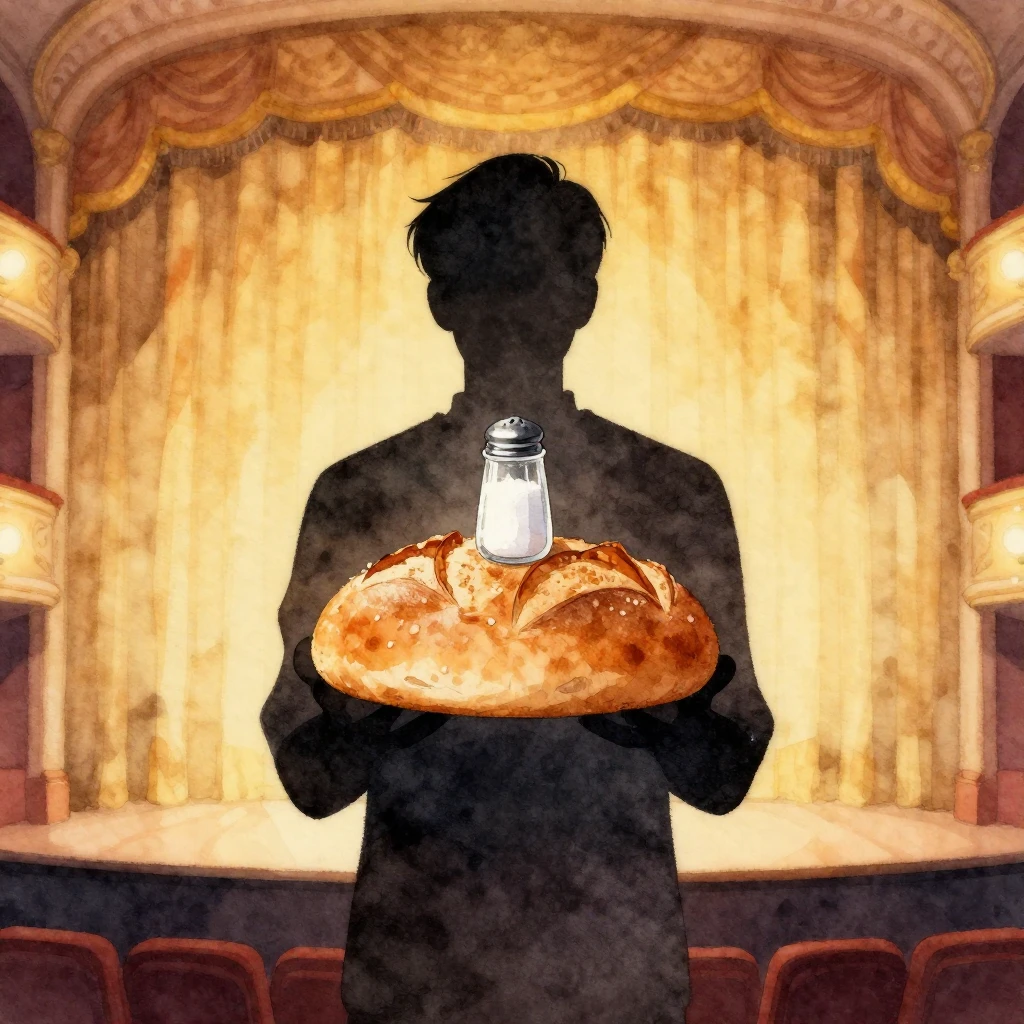 A silhouette of a person holding a traditional round loaf of...