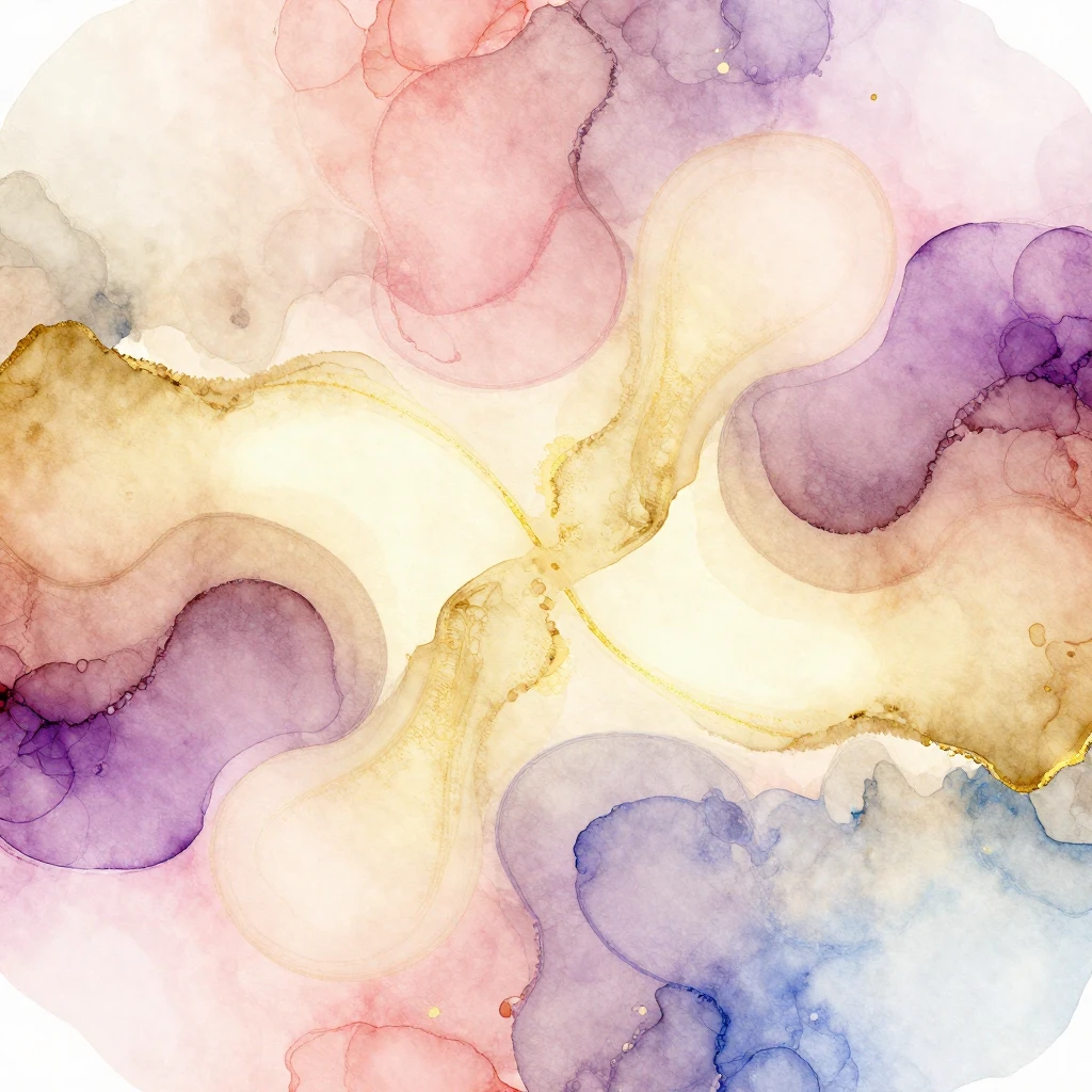 A slightly mystical and nurturing watercolor abstract, featu...