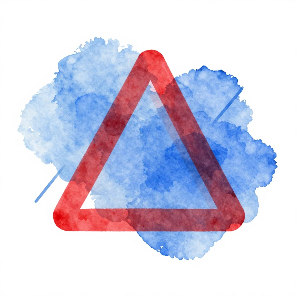 Abstract watercolor composition with prominent blue and red ...