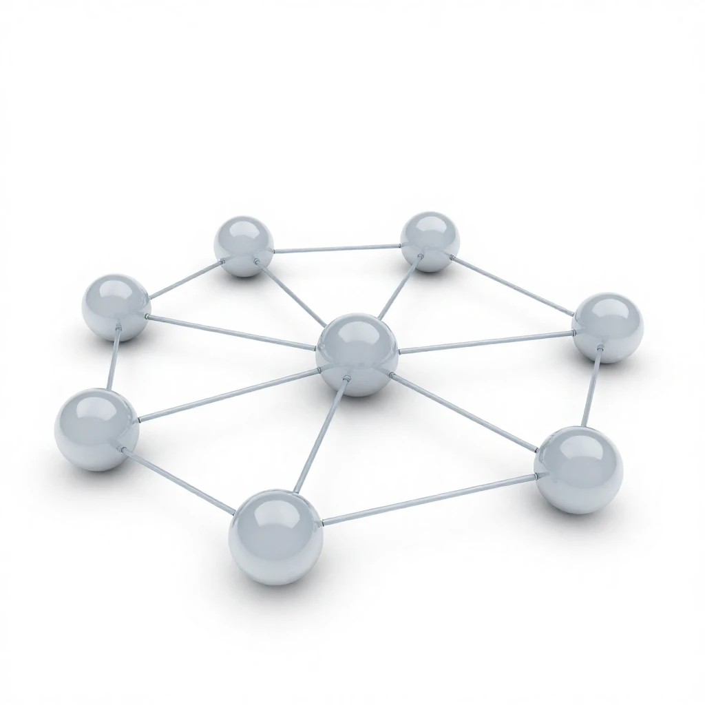 A conceptual 3D render of interconnected translucent spheres...