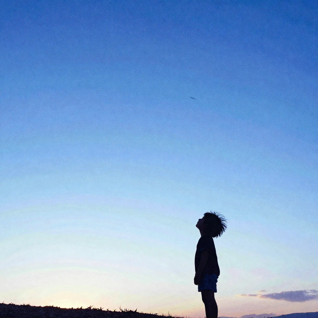 Vibrant watercolor style, abstract, melancholic, a lone silh...