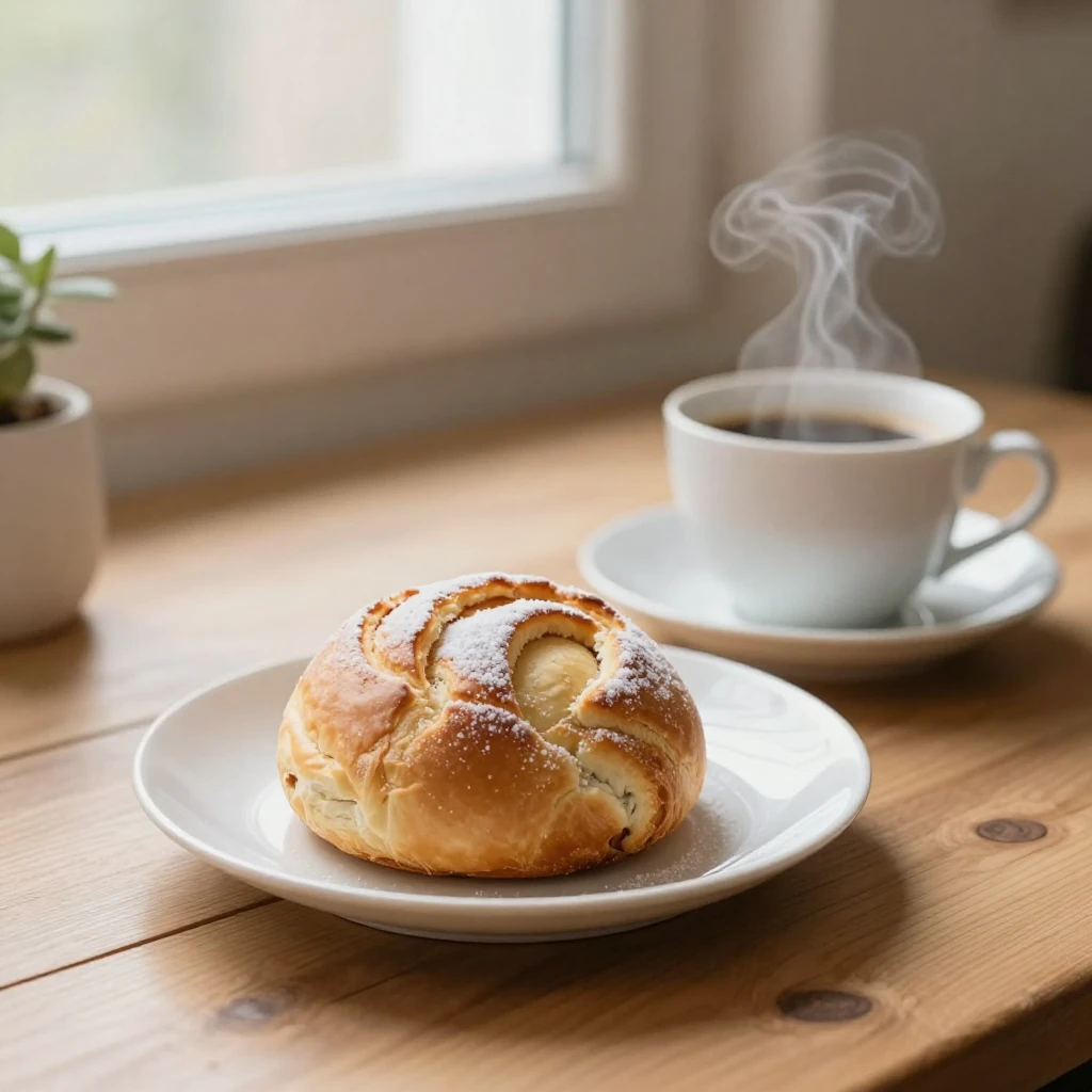 A cozy scene depicting a Swedish fika, with a traditional pa...
