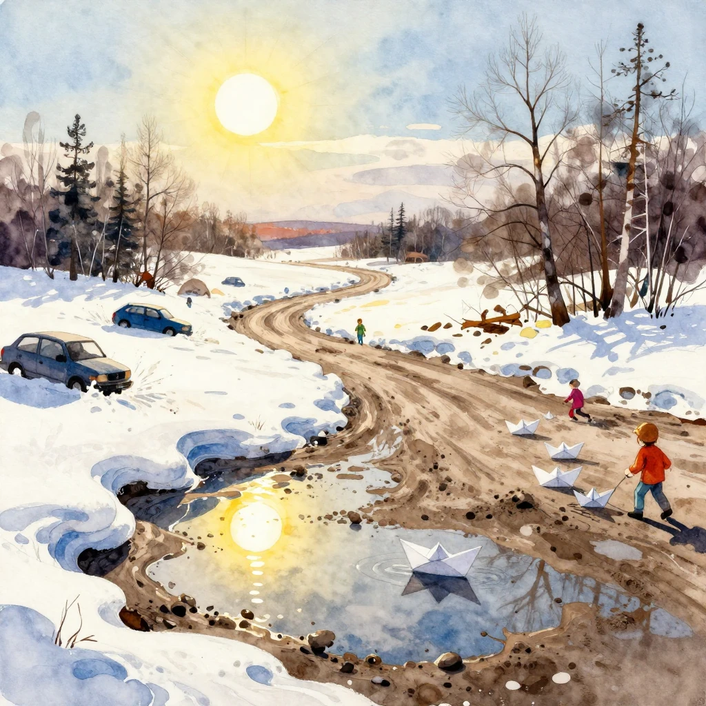 A chaotic yet beautiful Russian spring landscape in vibrant ...