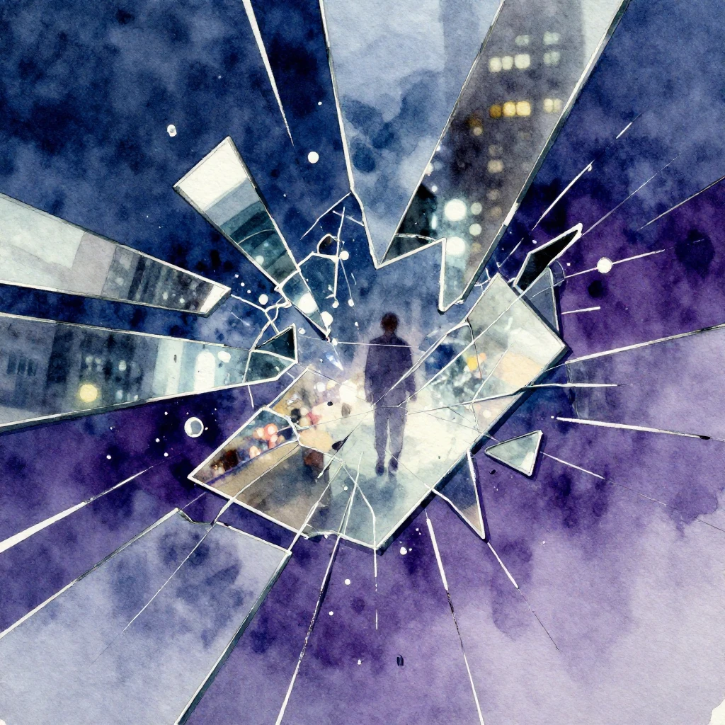 Vibrant watercolor style, abstract album art with shattered ...