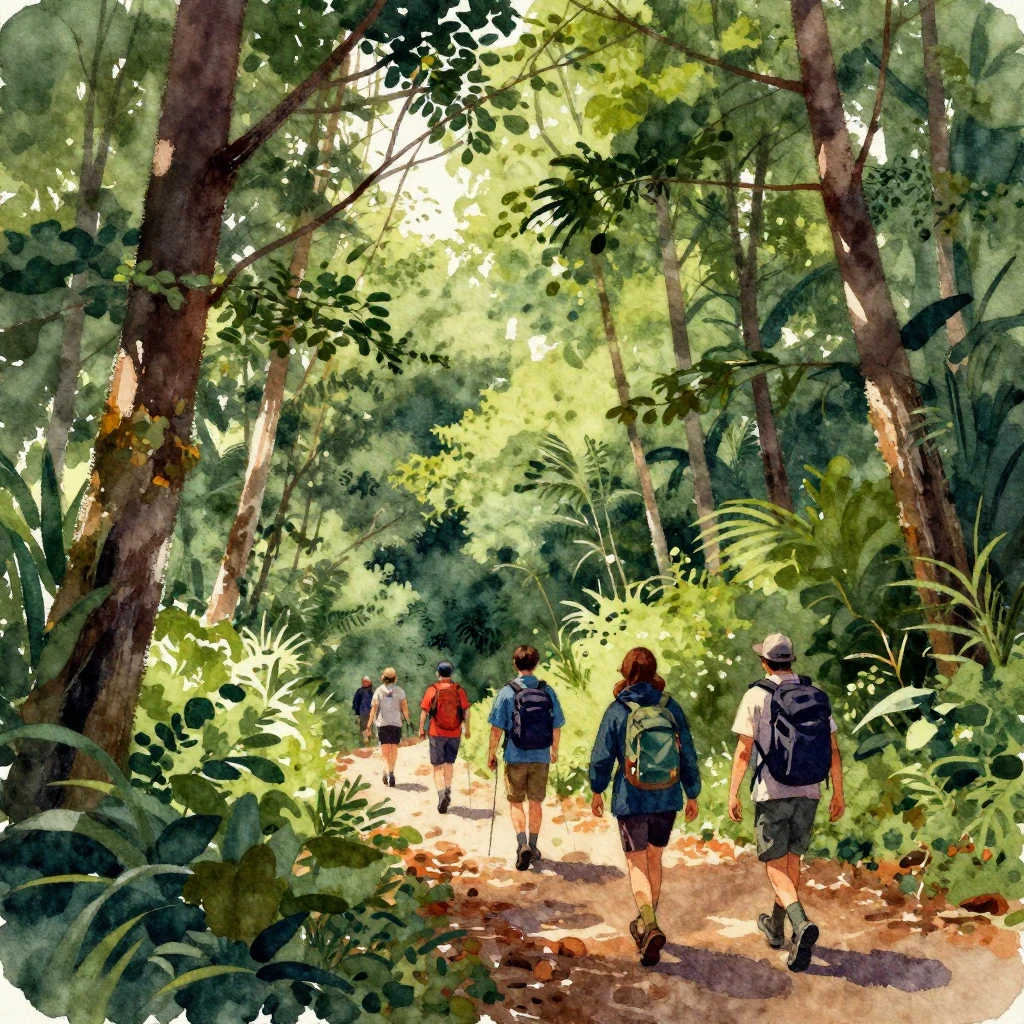 A dynamic watercolor painting of people engaged in an advent...