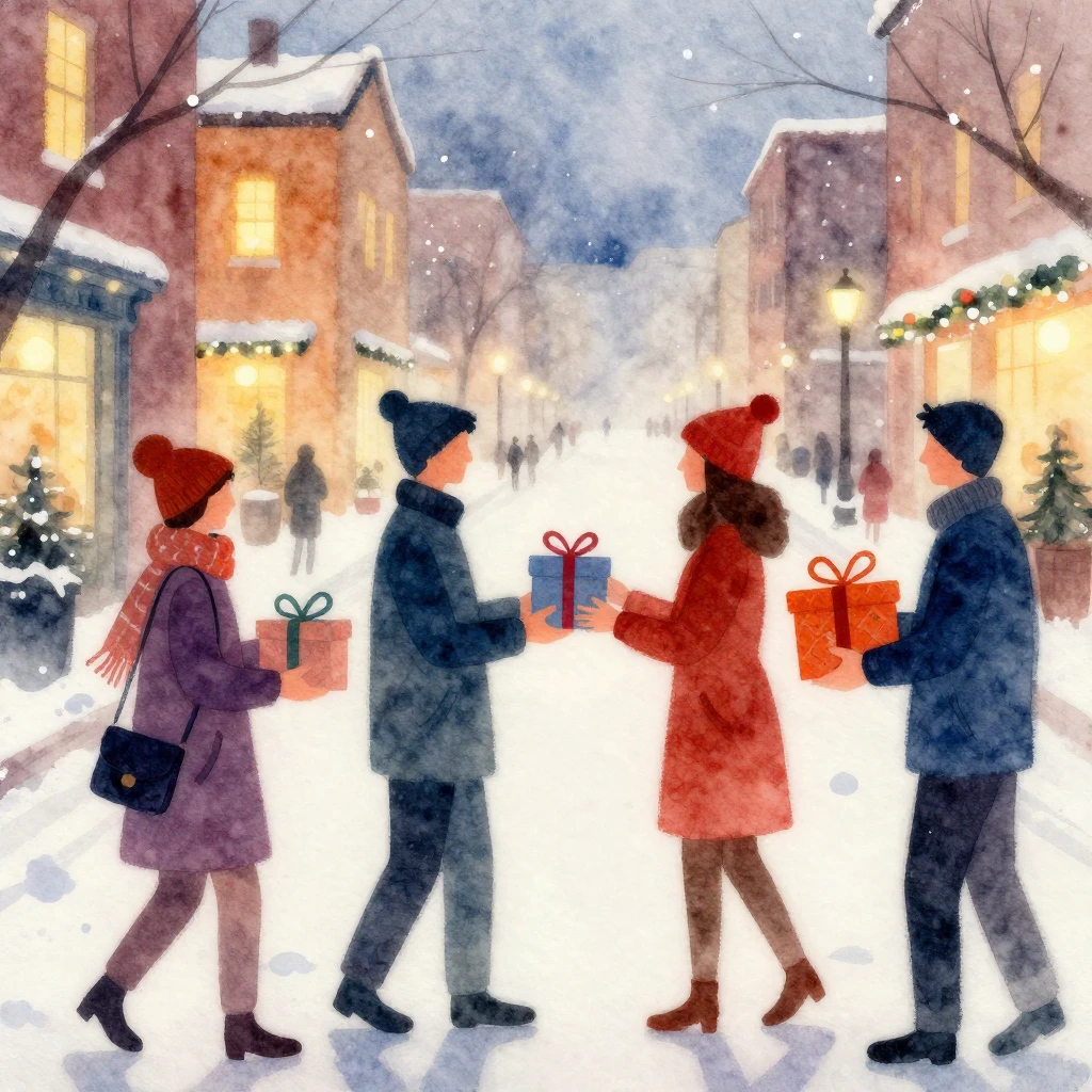 A vibrant watercolor painting depicting abstract silhouettes...