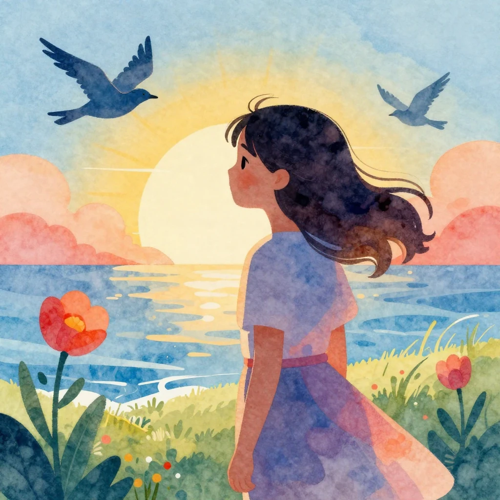 A vibrant watercolor illustration featuring a stylized silho...