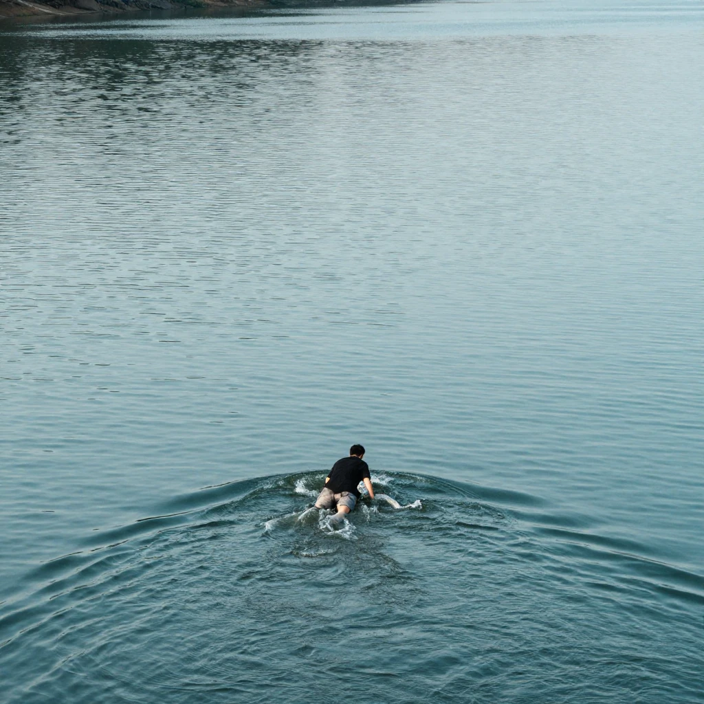 A tranquil scene showing a gradual change, like a river flow...