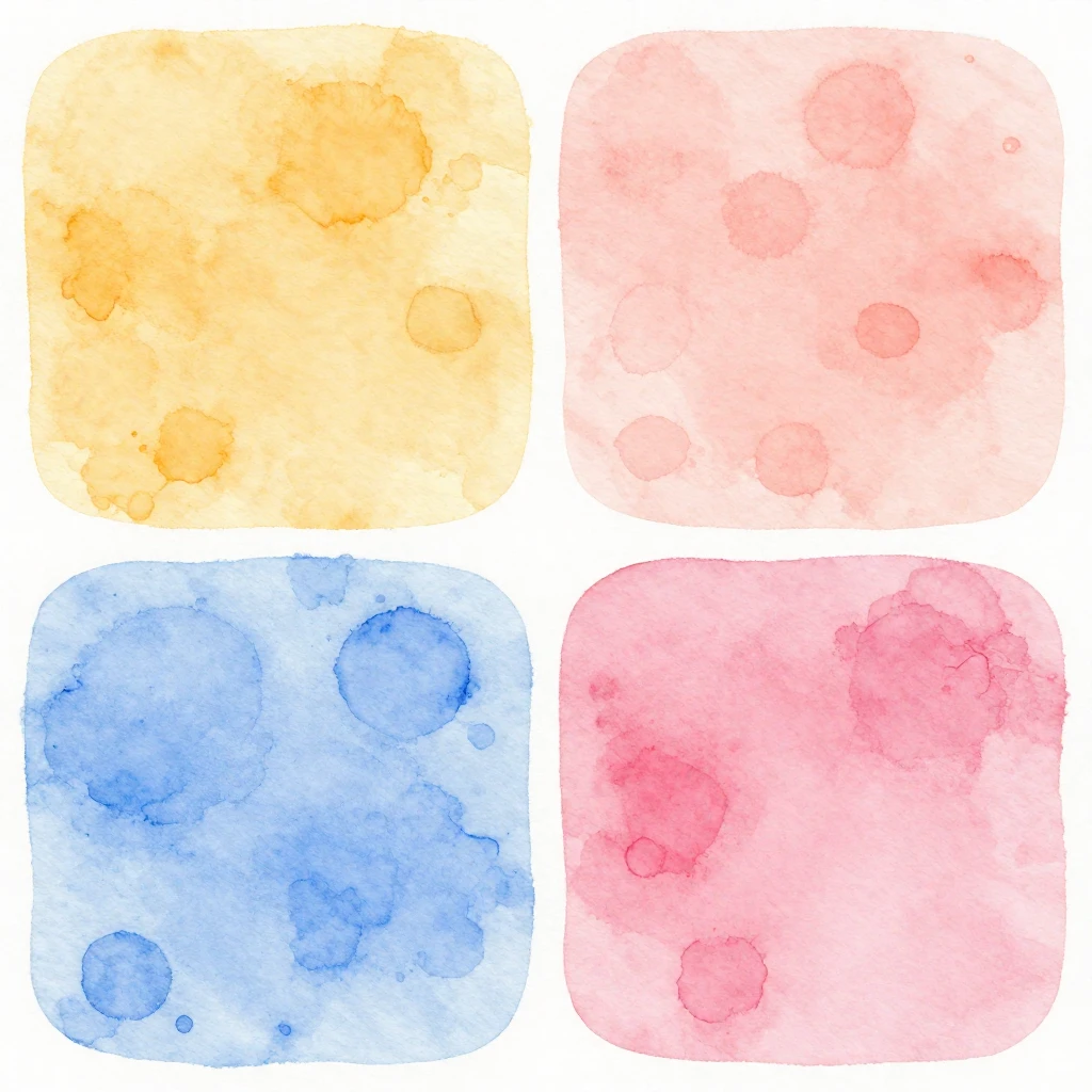 An illustration divided into four equal quadrants. Each quad...