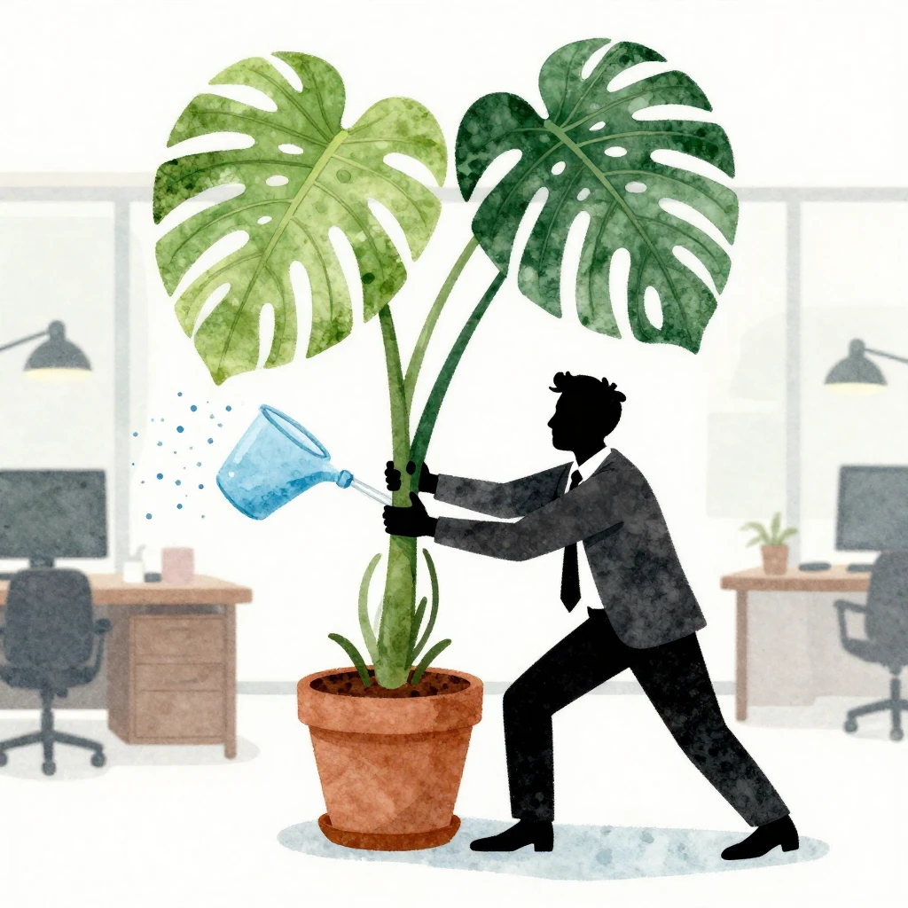 A whimsical illustration in watercolor style depicting a sil...