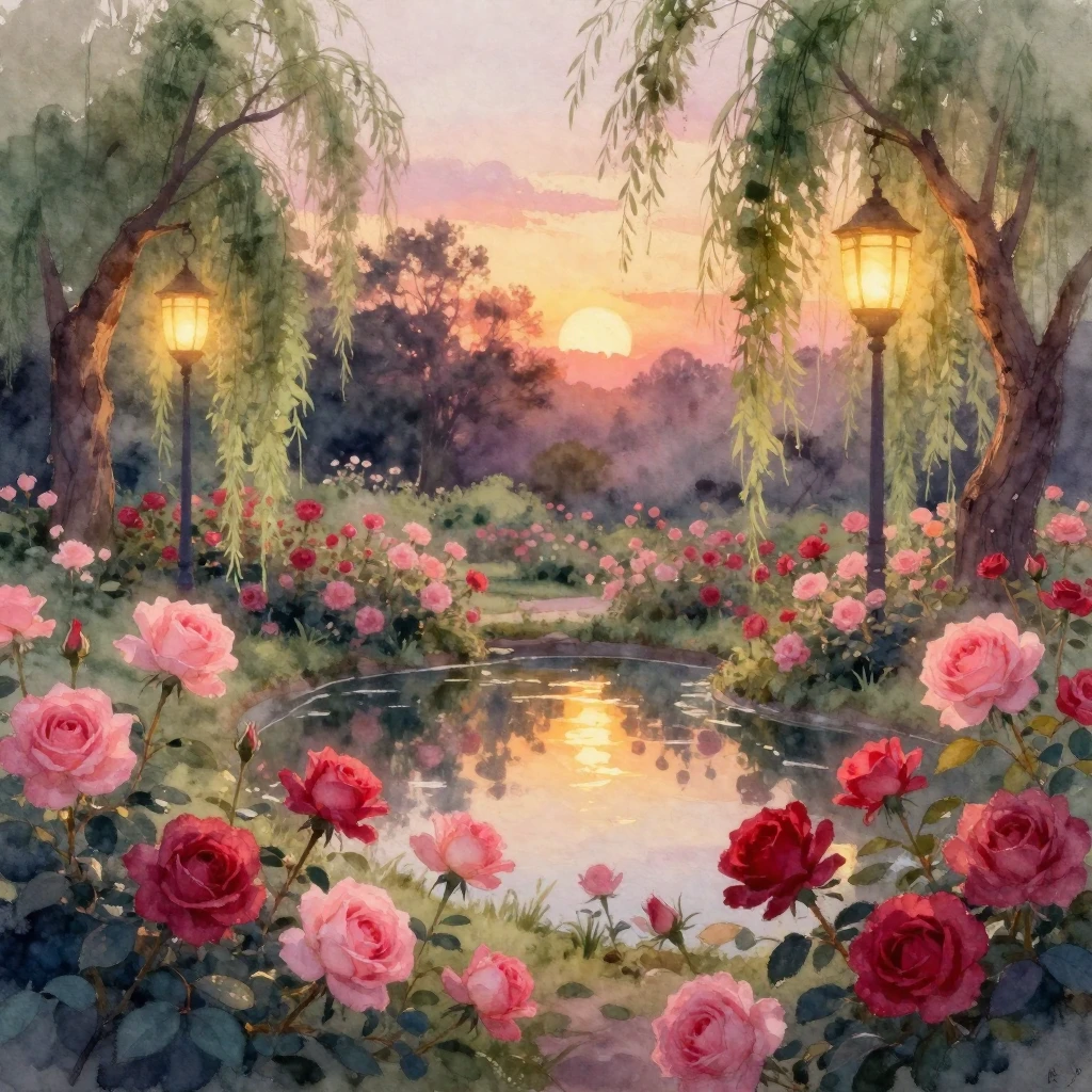 A dreamlike and ethereal watercolor painting of a blooming g...