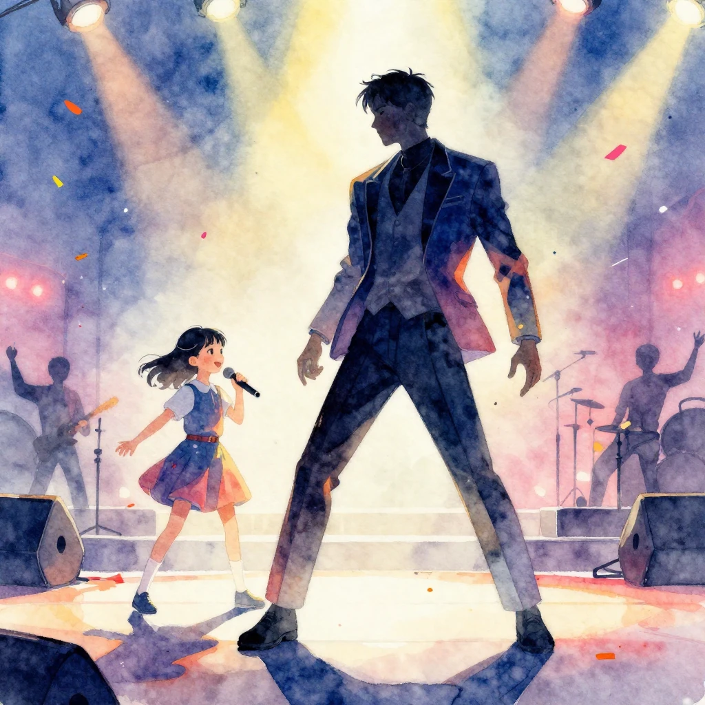 A watercolor painting depicting a dynamic duet performance. ...