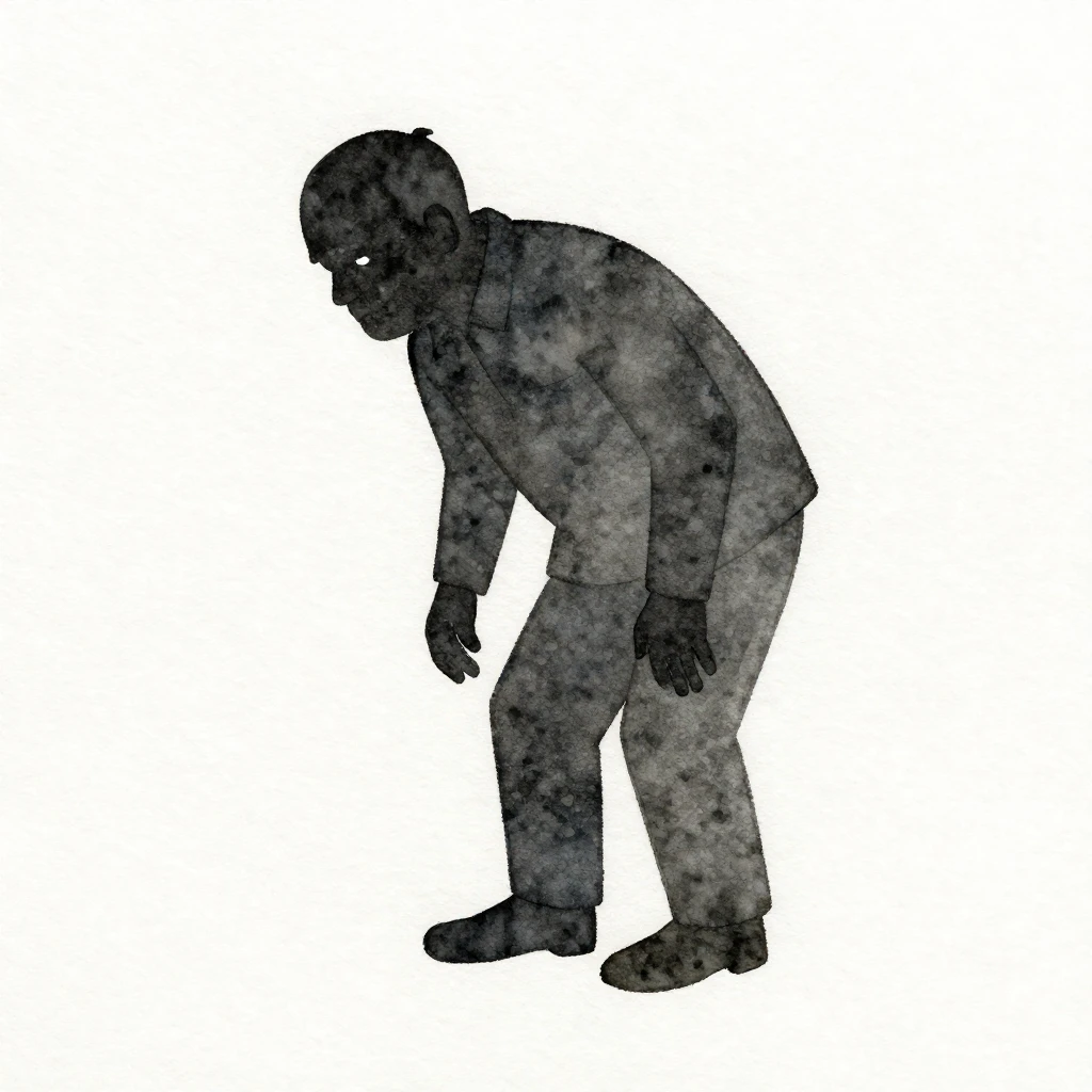 A minimalist watercolor illustration of a grumpy old man's s...