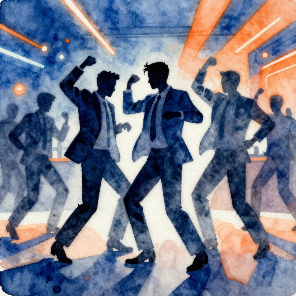 Watercolor painting of silhouettes of men in business suits ...