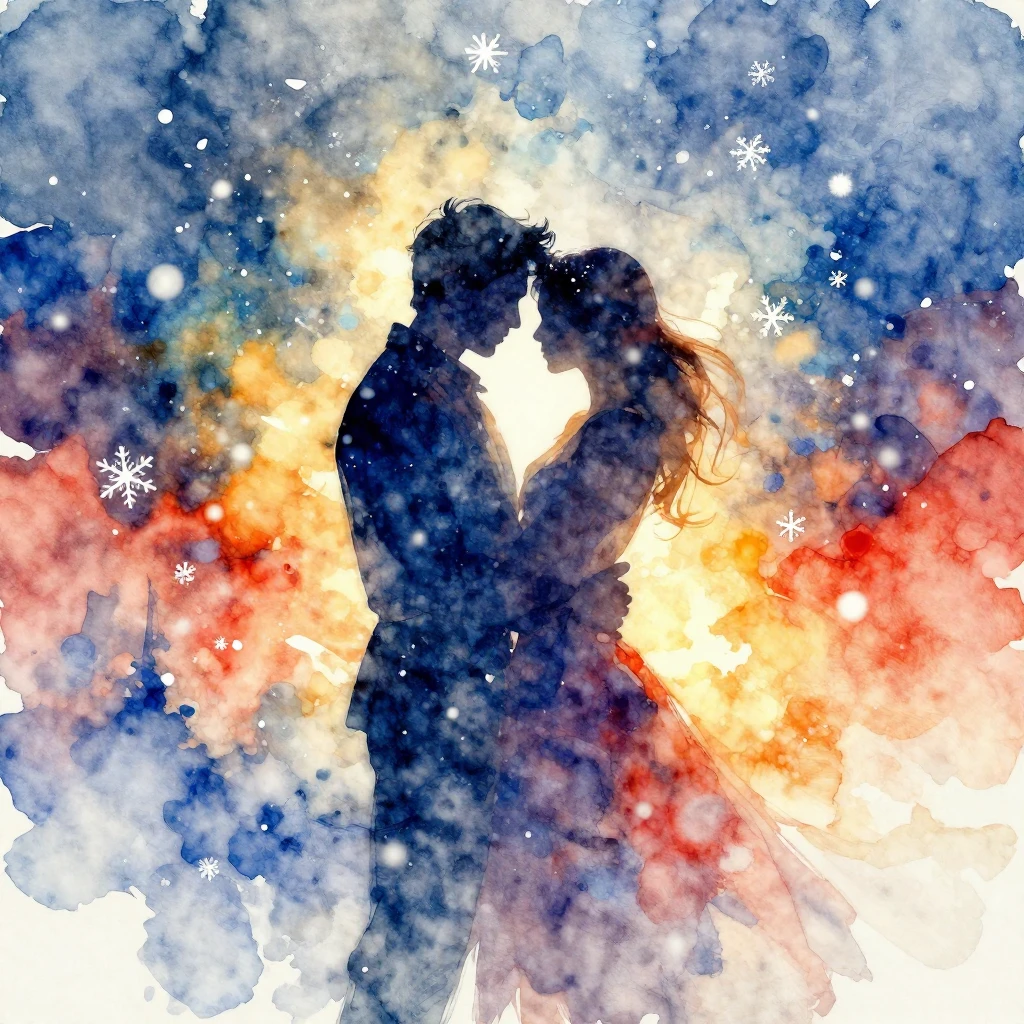 An abstract, vibrant watercolor style album cover for a roma...