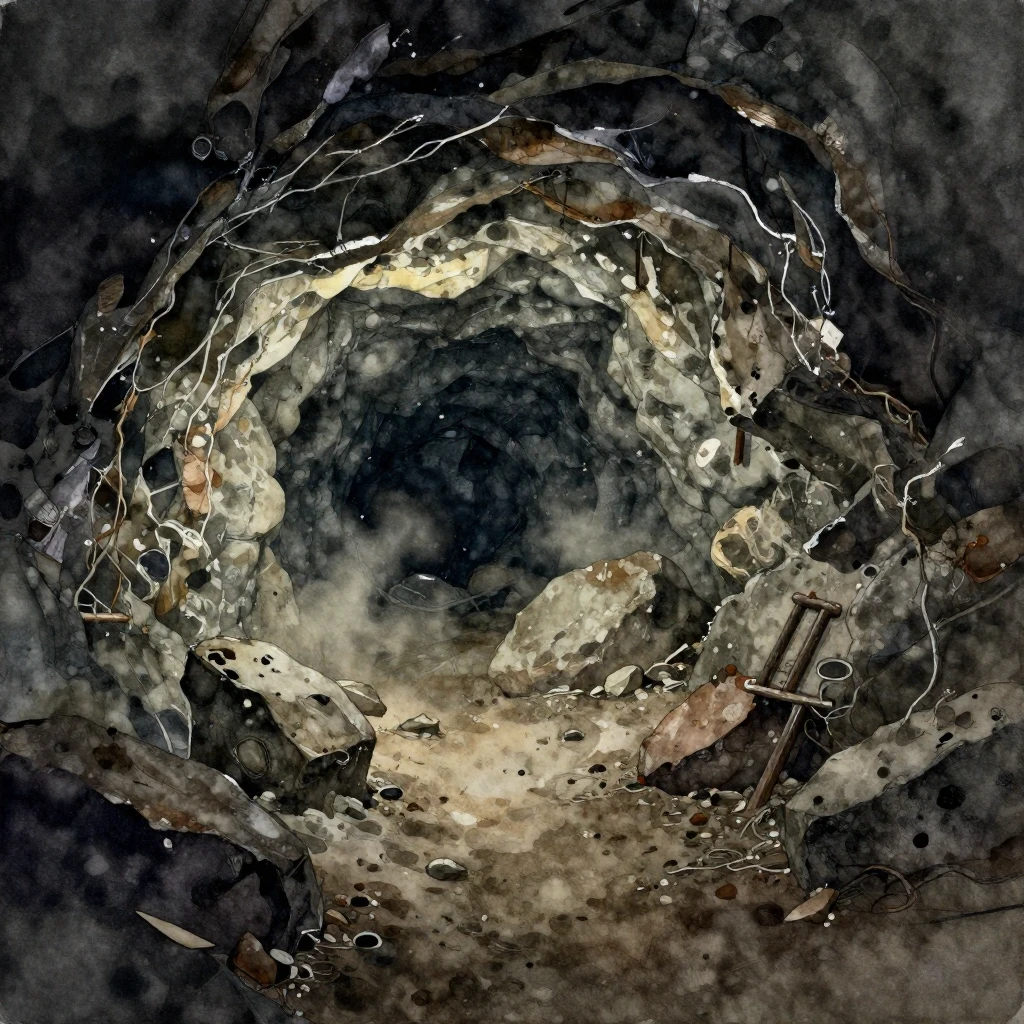 A vibrant watercolor illustration of a dark, gritty undergro...