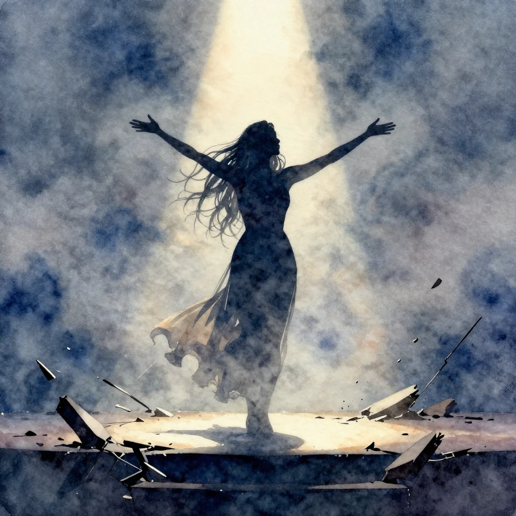 A vibrant watercolor painting of a woman's silhouette with l...