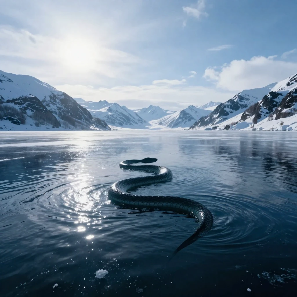 A mysterious, serpentine creature's silhouette emerging from...