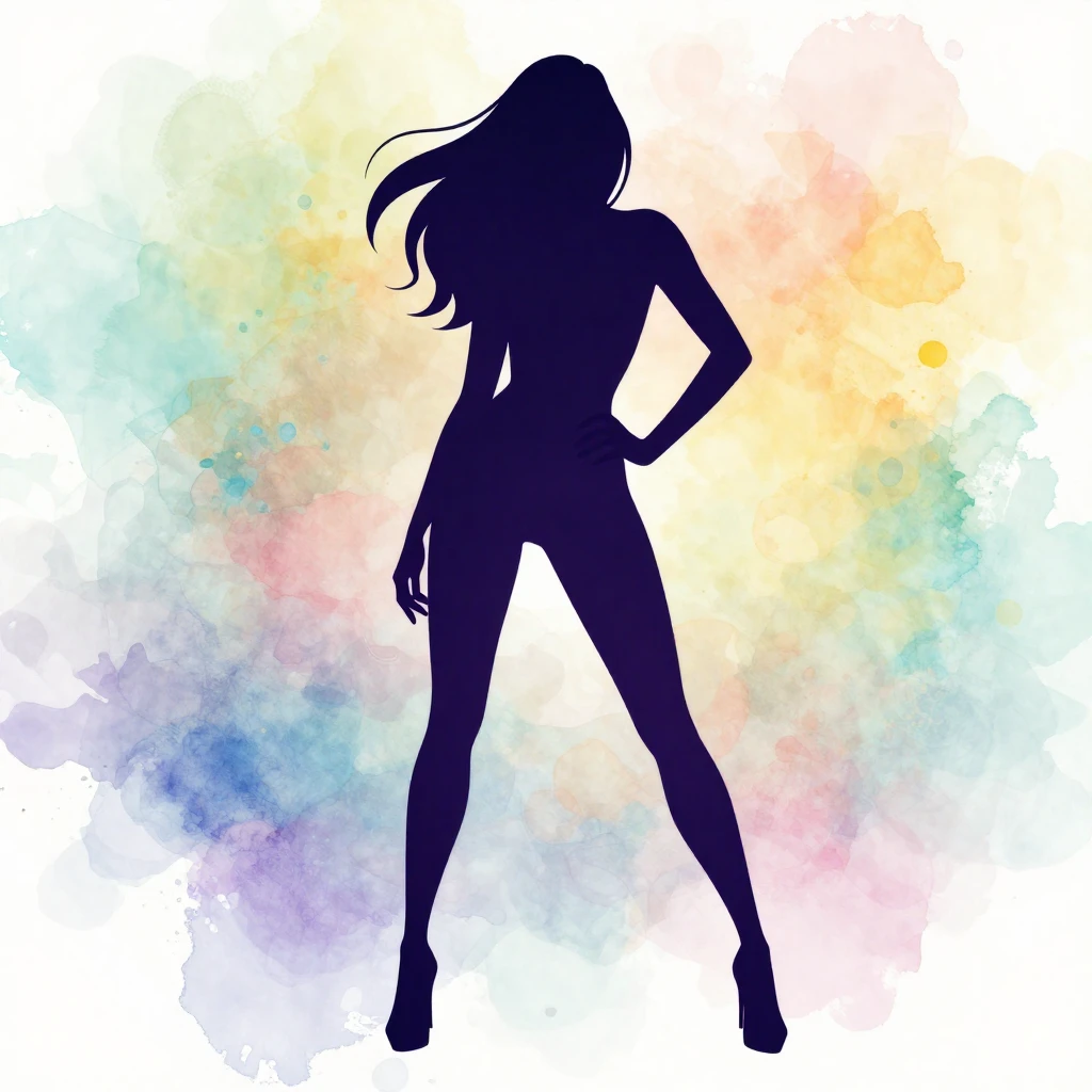 A stylized silhouette of a confident and dynamic female figu...